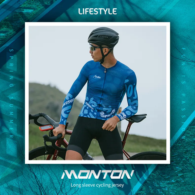 MENS LONG SLEEVE CYCLING JERSEY LIFESTYLE EIRIAN BLUE - S M