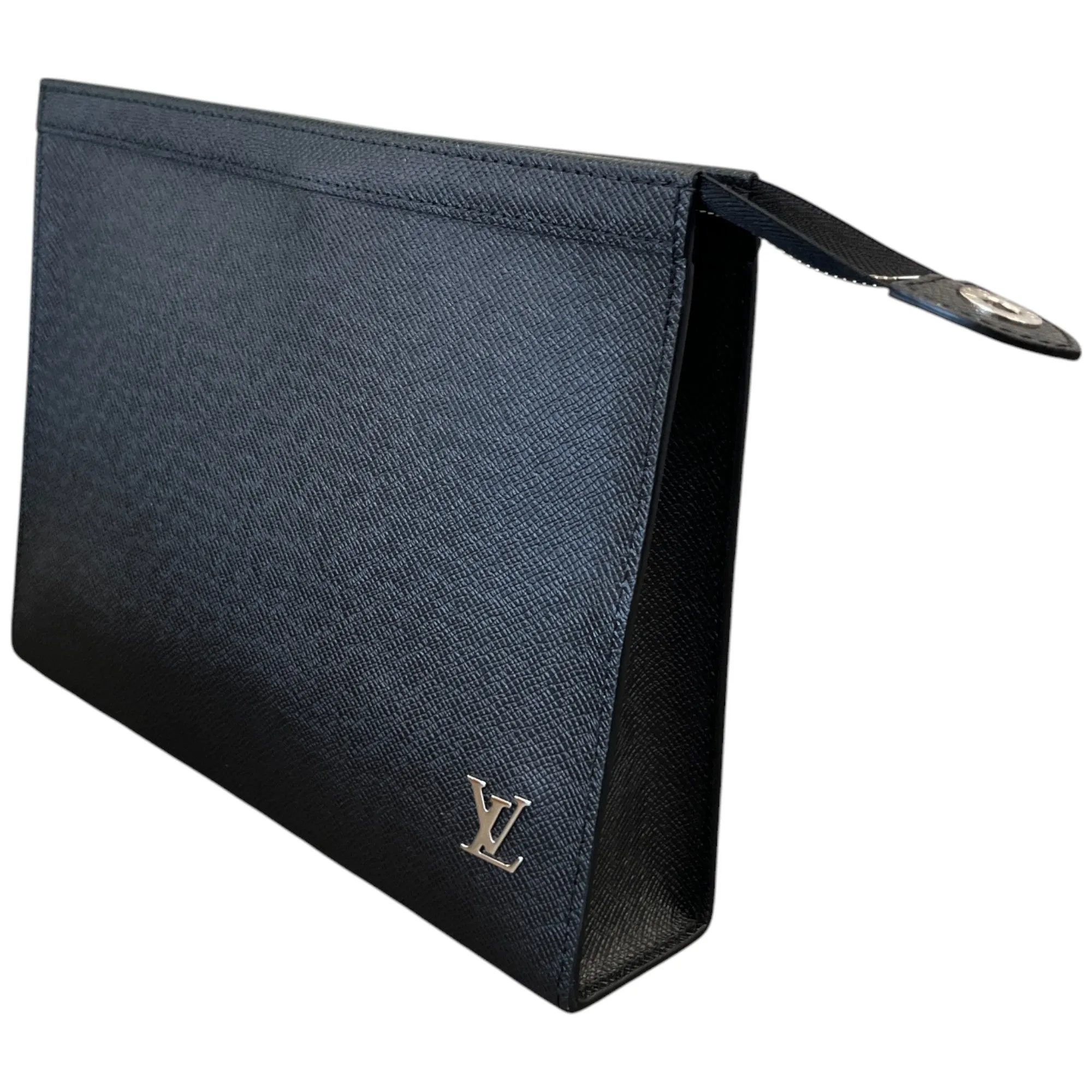 Men's Taiga Leather Pochette Voyage Pouch Black