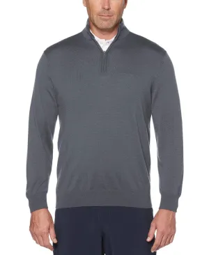 Mens Thermal 1/4 Zip Mock Merino Wool Pullover