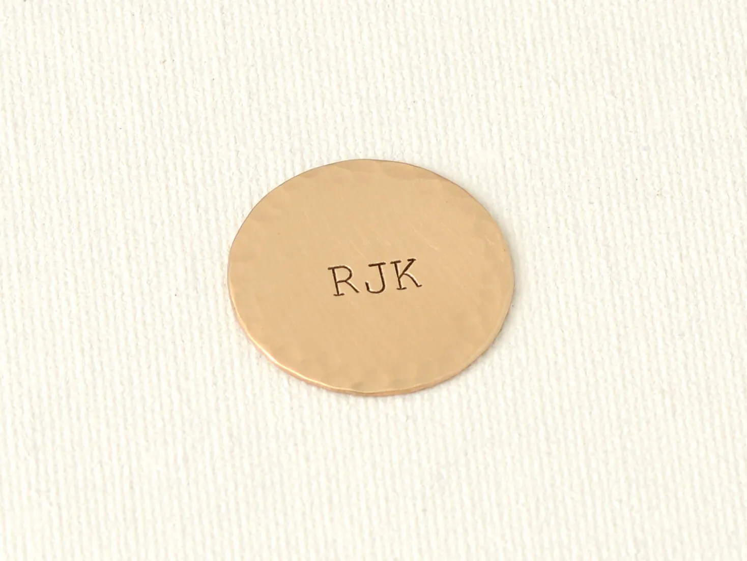 Metal Golf Ball Marker with Personalized Initials and Hammered Finishing