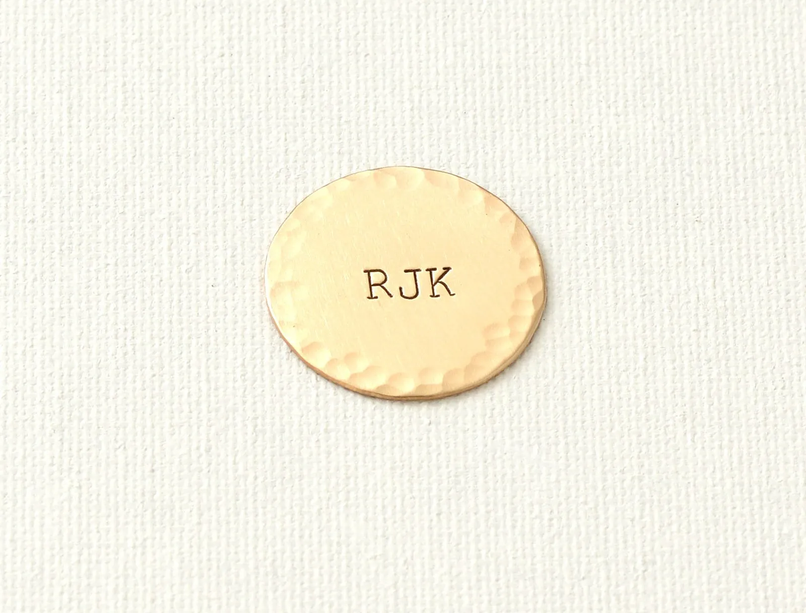 Metal Golf Ball Marker with Personalized Initials and Hammered Finishing