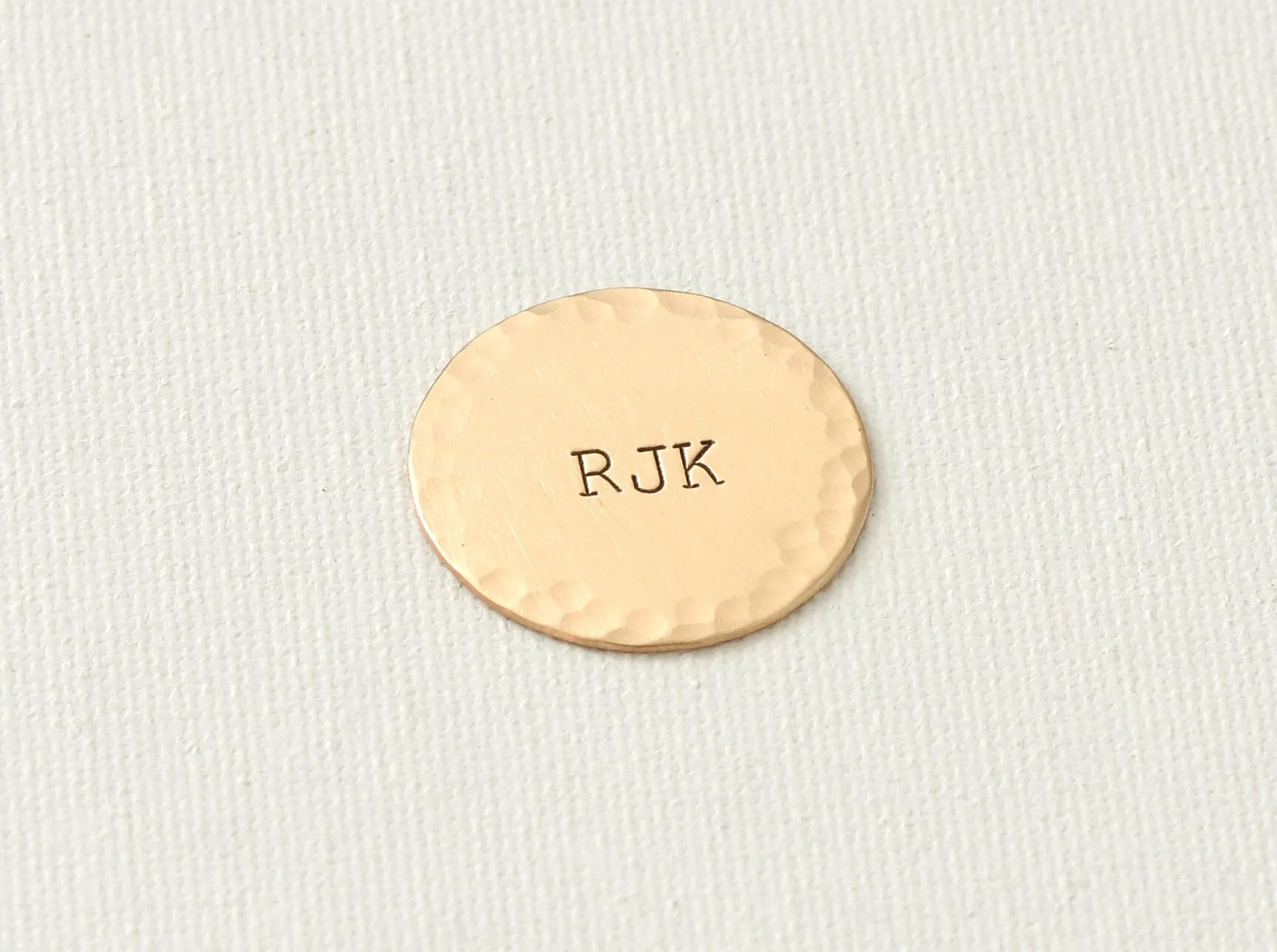 Metal Golf Ball Marker with Personalized Initials and Hammered Finishing