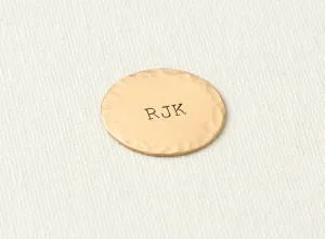 Metal Golf Ball Marker with Personalized Initials and Hammered Finishing