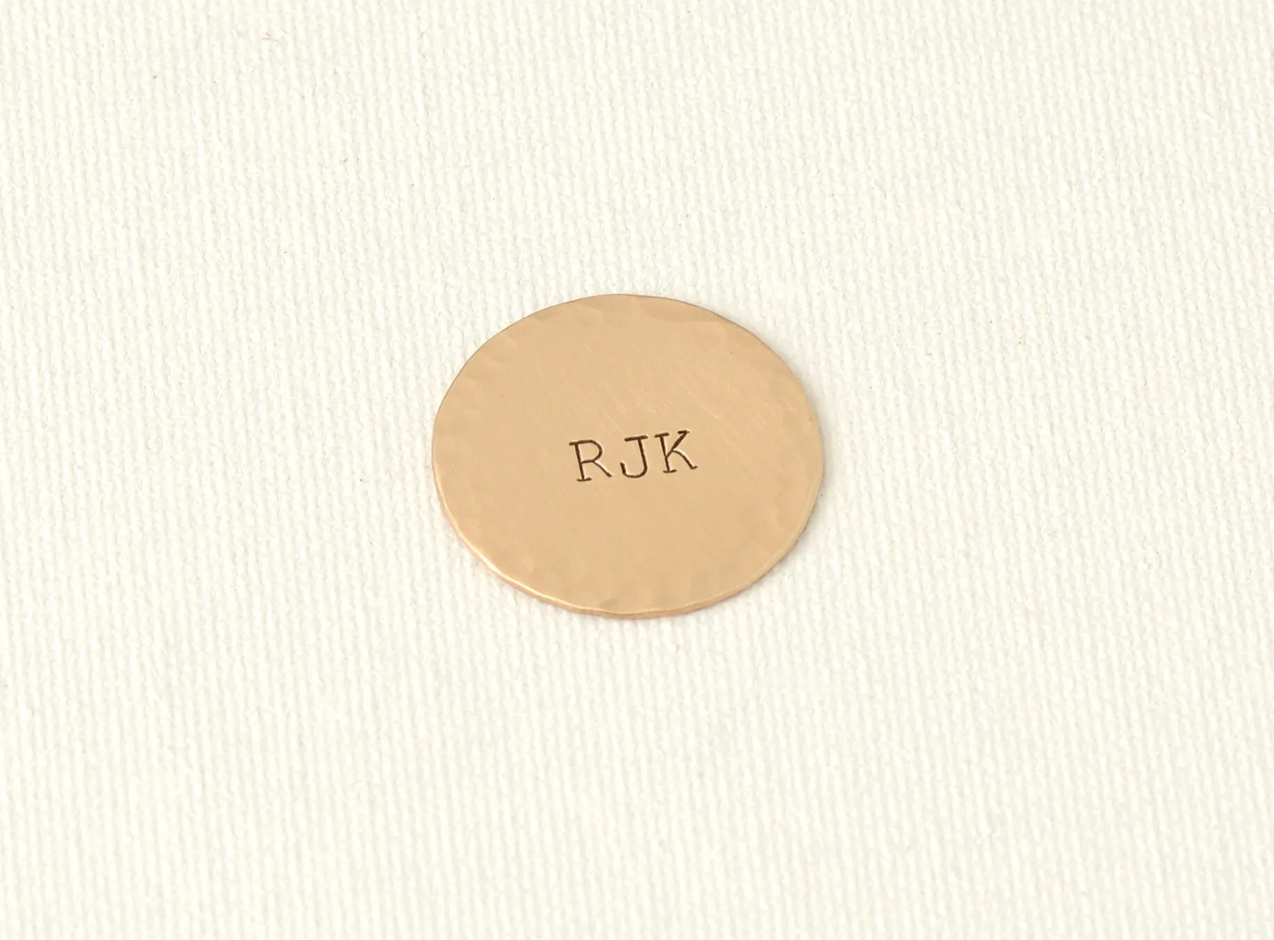 Metal Golf Ball Marker with Personalized Initials and Hammered Finishing