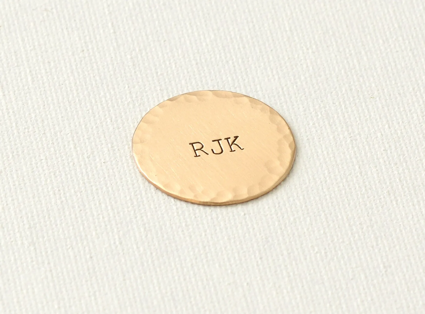Metal Golf Ball Marker with Personalized Initials and Hammered Finishing