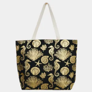Metallic Patterned Beach Tote Bag