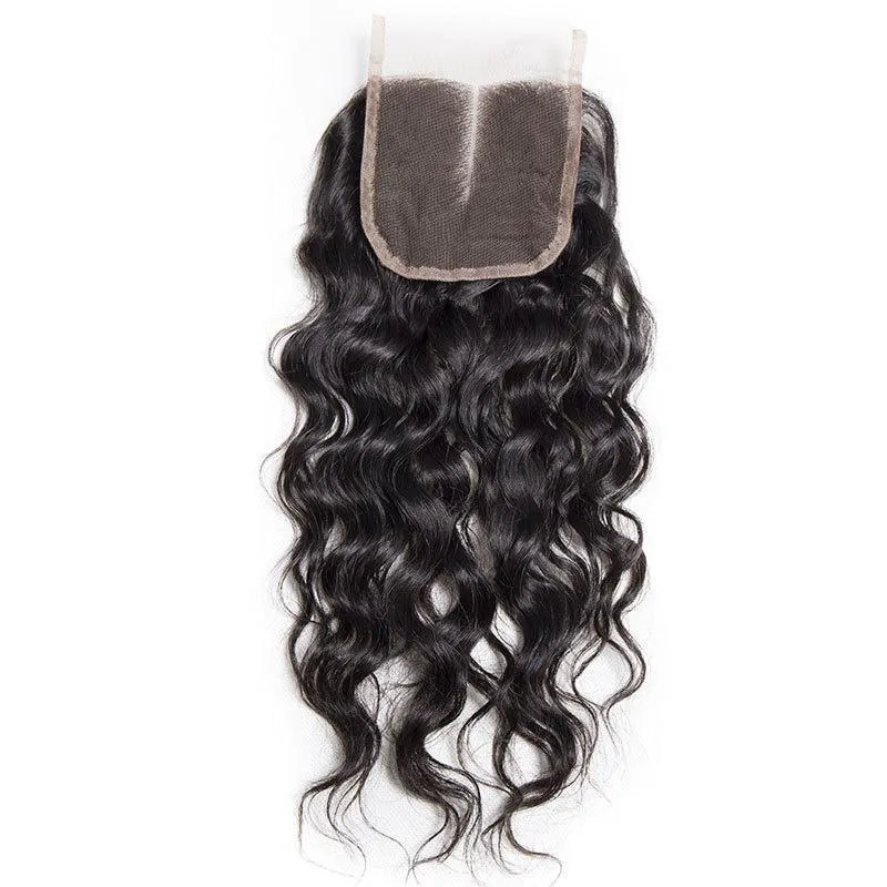 Modern Show Brazilian Water Wave Closure Swiss Lace Closure With Baby Hair Wet And Wavy Human Hair