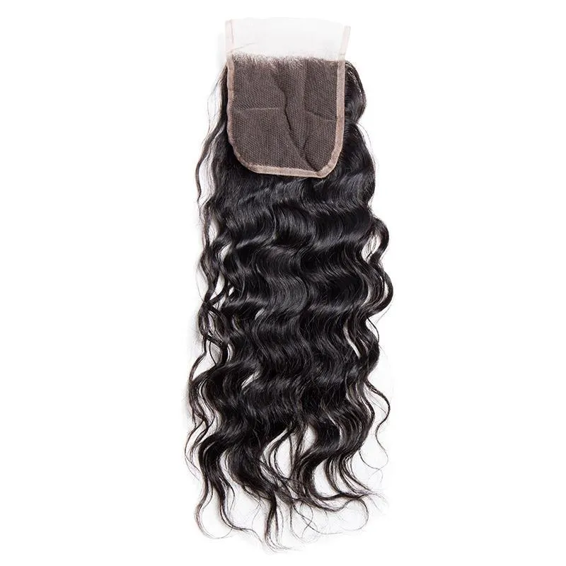 Modern Show Brazilian Water Wave Closure Swiss Lace Closure With Baby Hair Wet And Wavy Human Hair
