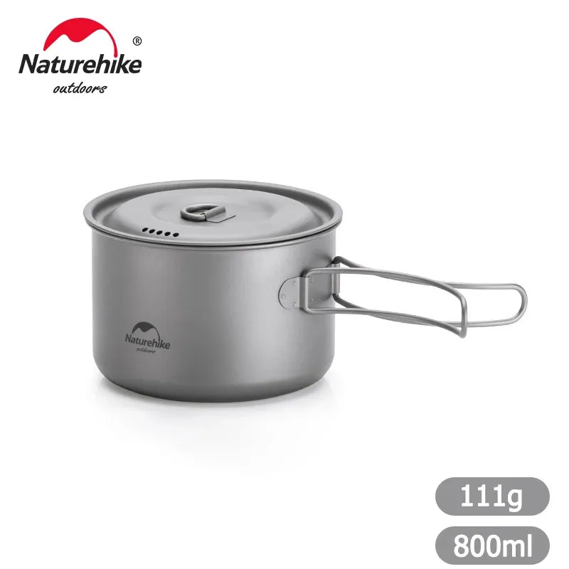 Naturehike Titanium Tableware Foldable Pot Frying Pan Titanium Cup Outdoor Picnic Utensils Tableware Hiking Camping Cookware