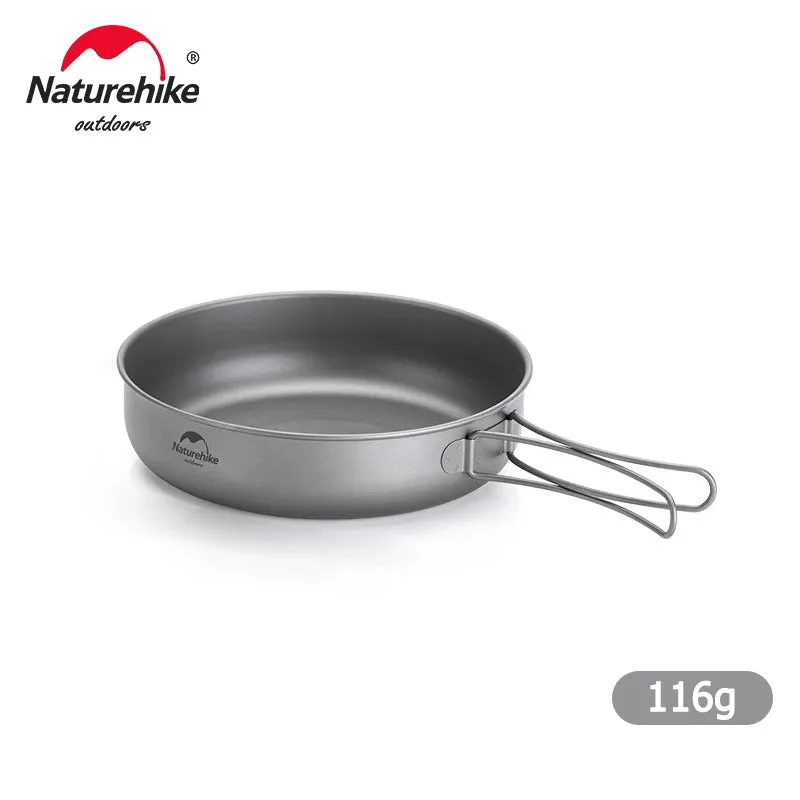 Naturehike Titanium Tableware Foldable Pot Frying Pan Titanium Cup Outdoor Picnic Utensils Tableware Hiking Camping Cookware