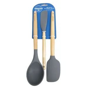 NEW, LIVING BY ROBINSON 3-Piece Silicone Tool Set, GREY