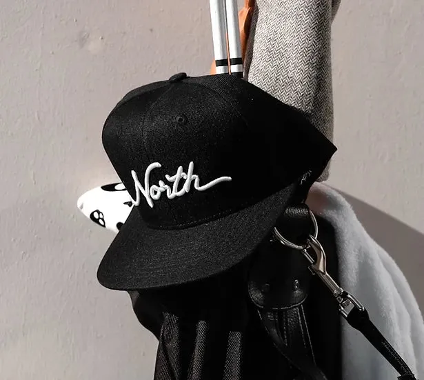North Script Black Golf Hat