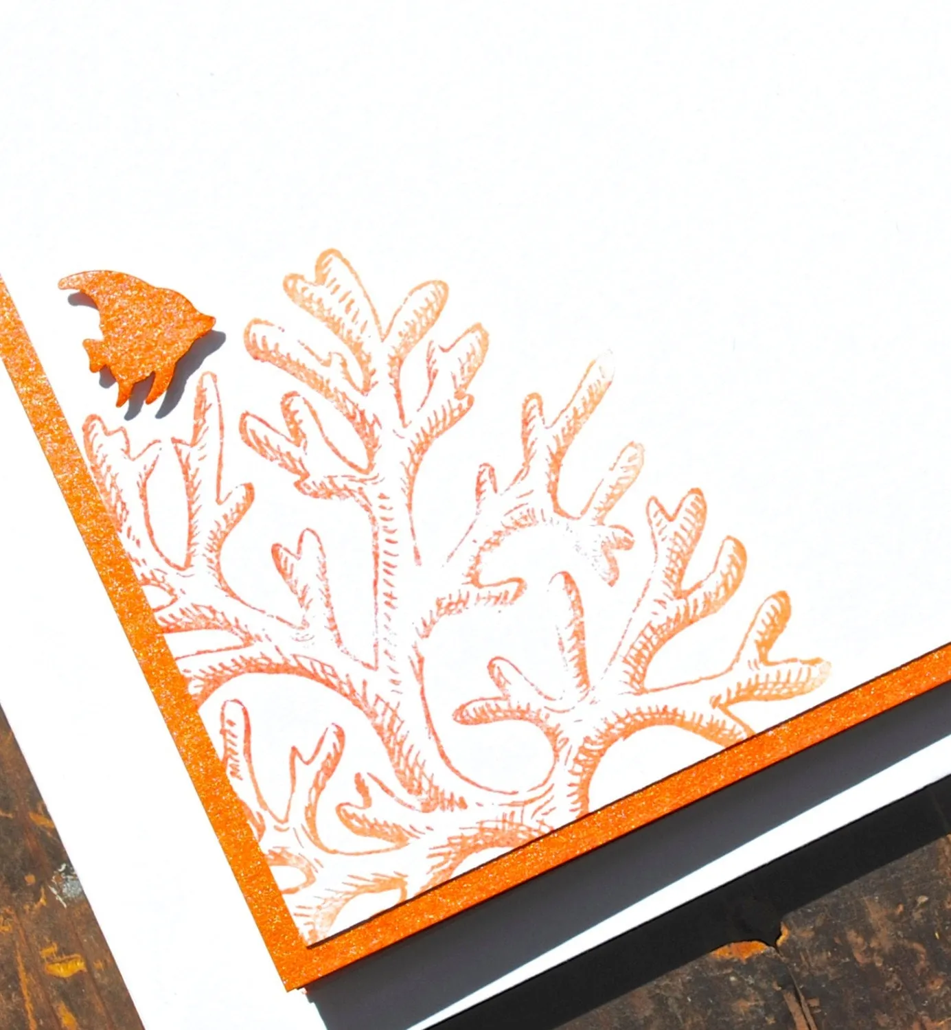 Notecards, Personalized Stationery with sea inspired coral design and decorative lined Envelopes, Handmade, Set of 8 Cards