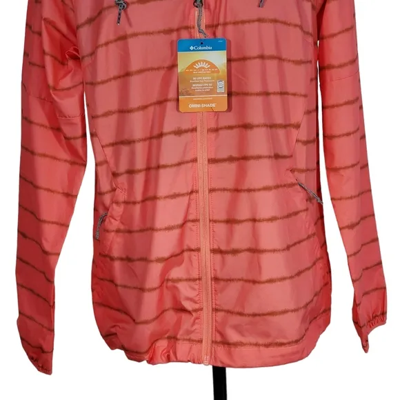 NWT Columbia Side Hill Printed Windbreaker Salmon Tie Dye Stripe Print Small