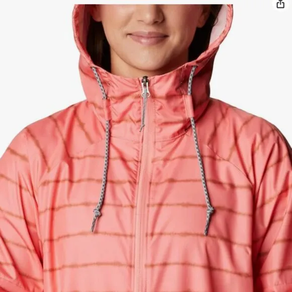 NWT Columbia Side Hill Printed Windbreaker Salmon Tie Dye Stripe Print Small