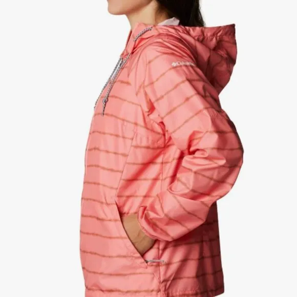NWT Columbia Side Hill Printed Windbreaker Salmon Tie Dye Stripe Print Small