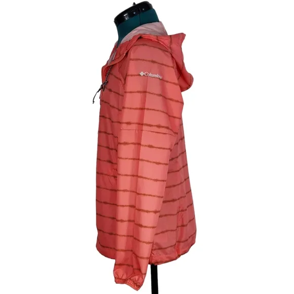 NWT Columbia Side Hill Printed Windbreaker Salmon Tie Dye Stripe Print Small