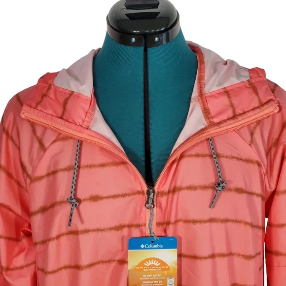 NWT Columbia Side Hill Printed Windbreaker Salmon Tie Dye Stripe Print Small