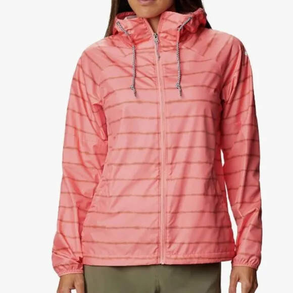 NWT Columbia Side Hill Printed Windbreaker Salmon Tie Dye Stripe Print Small