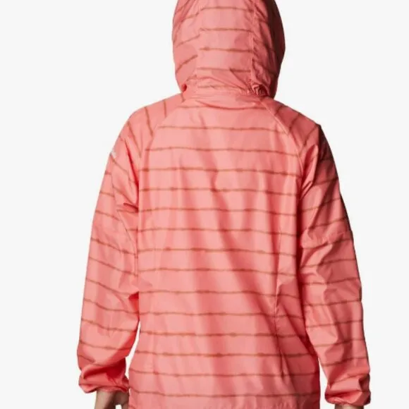 NWT Columbia Side Hill Printed Windbreaker Salmon Tie Dye Stripe Print Small