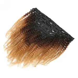 Ombre T1B/4/27 Classic Lace Weft Clip In Kinky Curly Human Hair Extensions