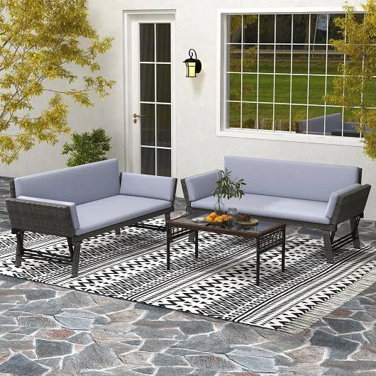 Outdoor Convertible Sofa Daybed with Adjustable Armrests for Balcony-Gray - Colo