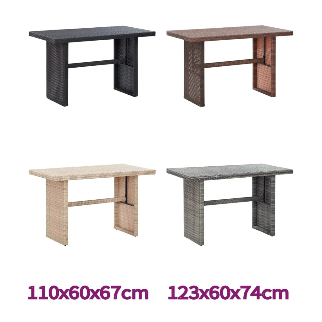 Outdoor Dining Table Garden Porch Patio Table with Glass Top PE Rattan