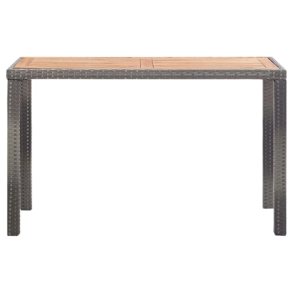 Outdoor Dining Table Garden Porch Patio Table with Glass Top PE Rattan