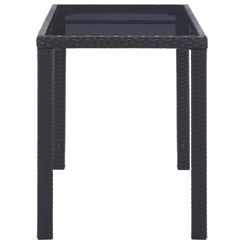 Outdoor Dining Table Garden Porch Patio Table with Glass Top PE Rattan