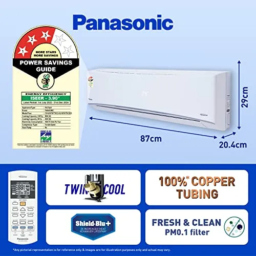 Panasonic 1.5 Ton 3 Star Wi-Fi Inverter Smart Split AC (Copper Condenser, 7 in 1 Convertible with additional AI Mode, PM 0.1 Air Purification Filter, CS/CU-SU18YKYWT,2023 Model, White)