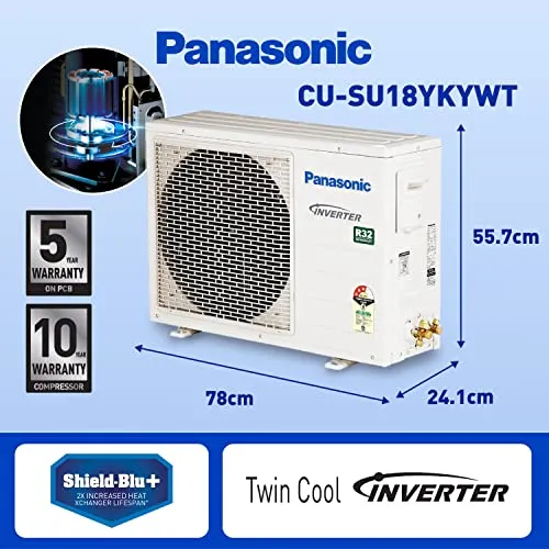 Panasonic 1.5 Ton 3 Star Wi-Fi Inverter Smart Split AC (Copper Condenser, 7 in 1 Convertible with additional AI Mode, PM 0.1 Air Purification Filter, CS/CU-SU18YKYWT,2023 Model, White)