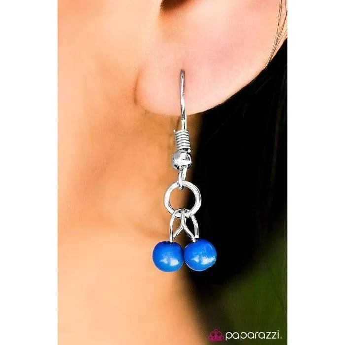 Paparazzi Beach Days Blue Lapis Blue 4 Strand Silver Necklace & Earrings Set