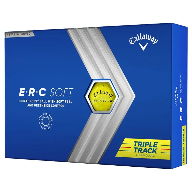 Pelotas de golf Callaway ERC Soft Triple Track amarillas, paquete de 12