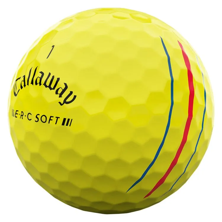 Pelotas de golf Callaway ERC Soft Triple Track amarillas, paquete de 12