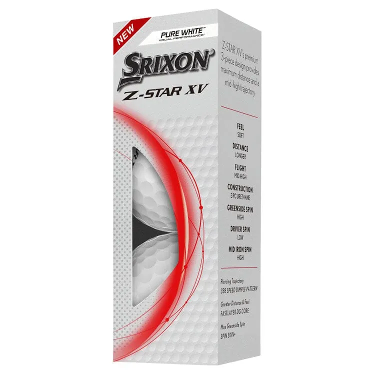 Pelotas de golf Srixon Z Star XV blancas, paquete de 12