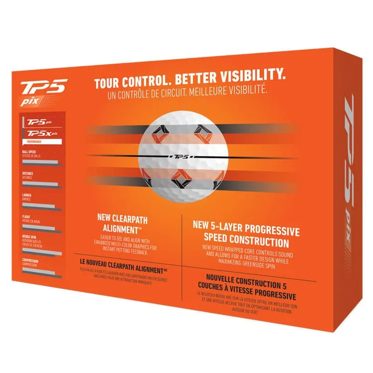Pelotas de golf TaylorMade TP5 Pix, paquete de 12