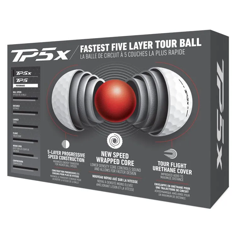 Pelotas de golf TaylorMade TP5x, paquete de 12