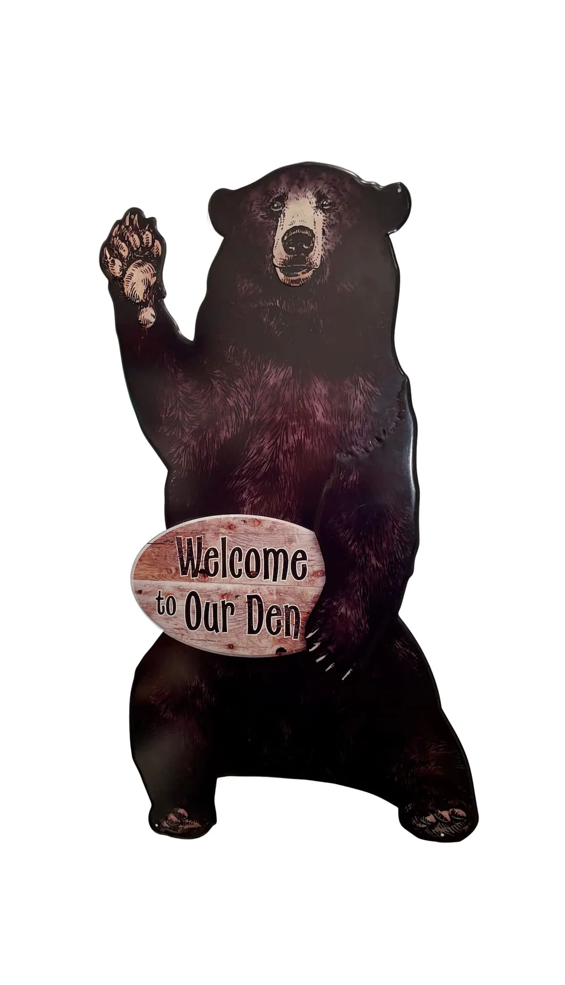 Pine Ridge Bear Wall Art - Embossed Die Cut Wall Decor, Welcome To Our Den Bear, Rustic Home Decor For Kitchen, Living Room And Bedroom