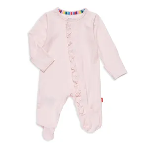 Pink Dot Ruffle Footie