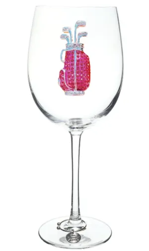 Pink Golf Bag Jeweled Stemmed Glass