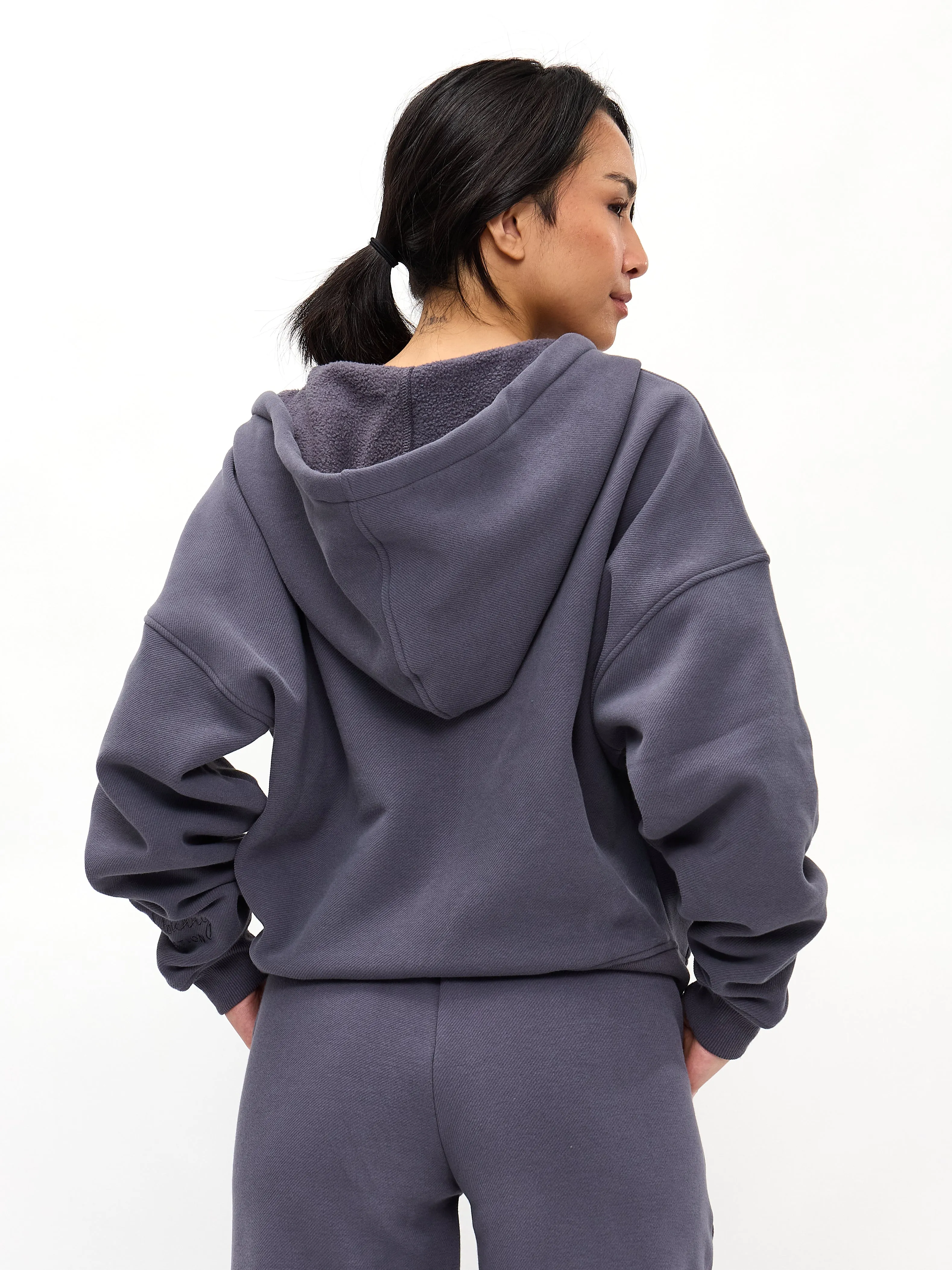Plush Fleece Zip Hoodie - Blue Steel