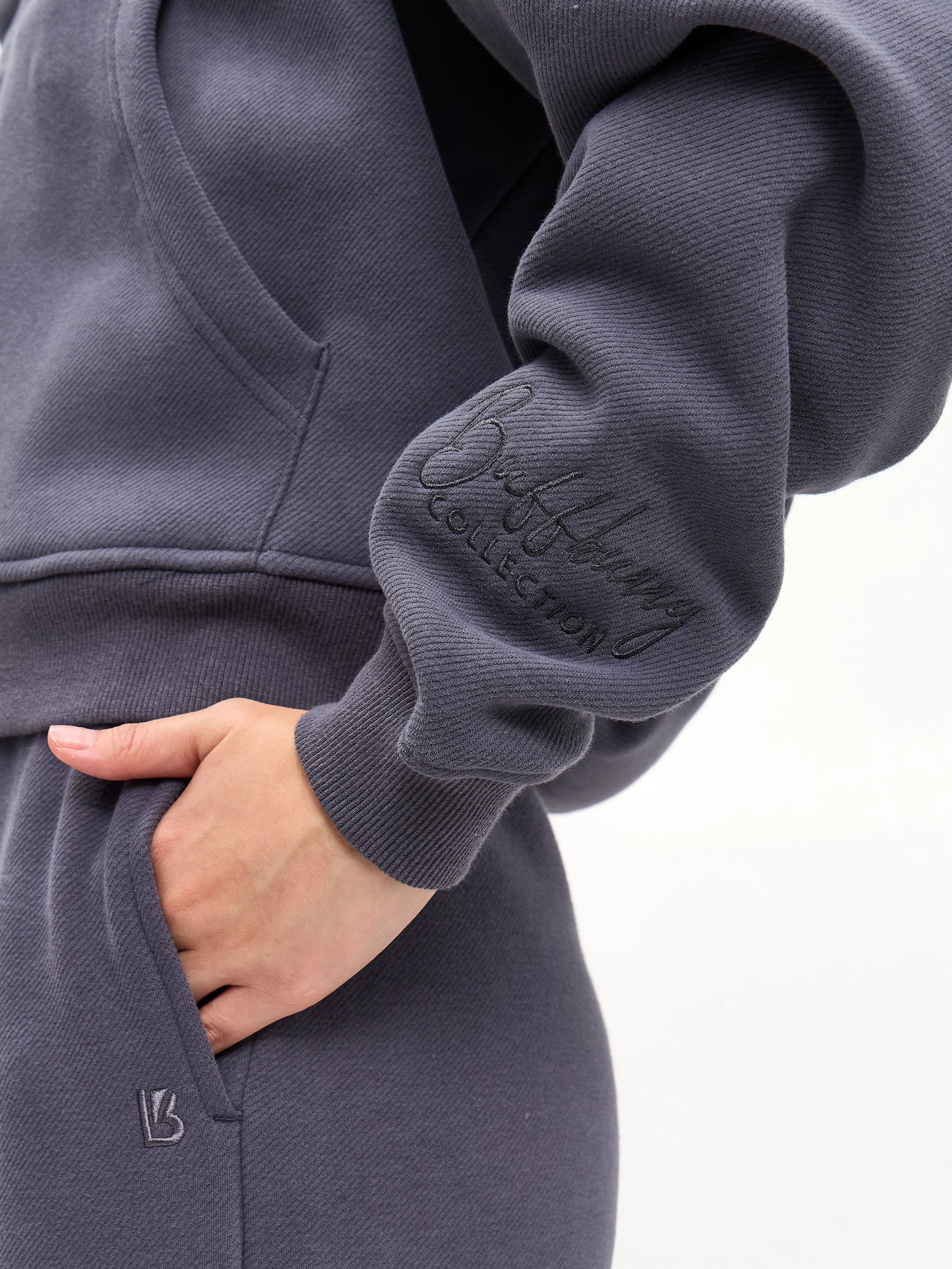 Plush Fleece Zip Hoodie - Blue Steel