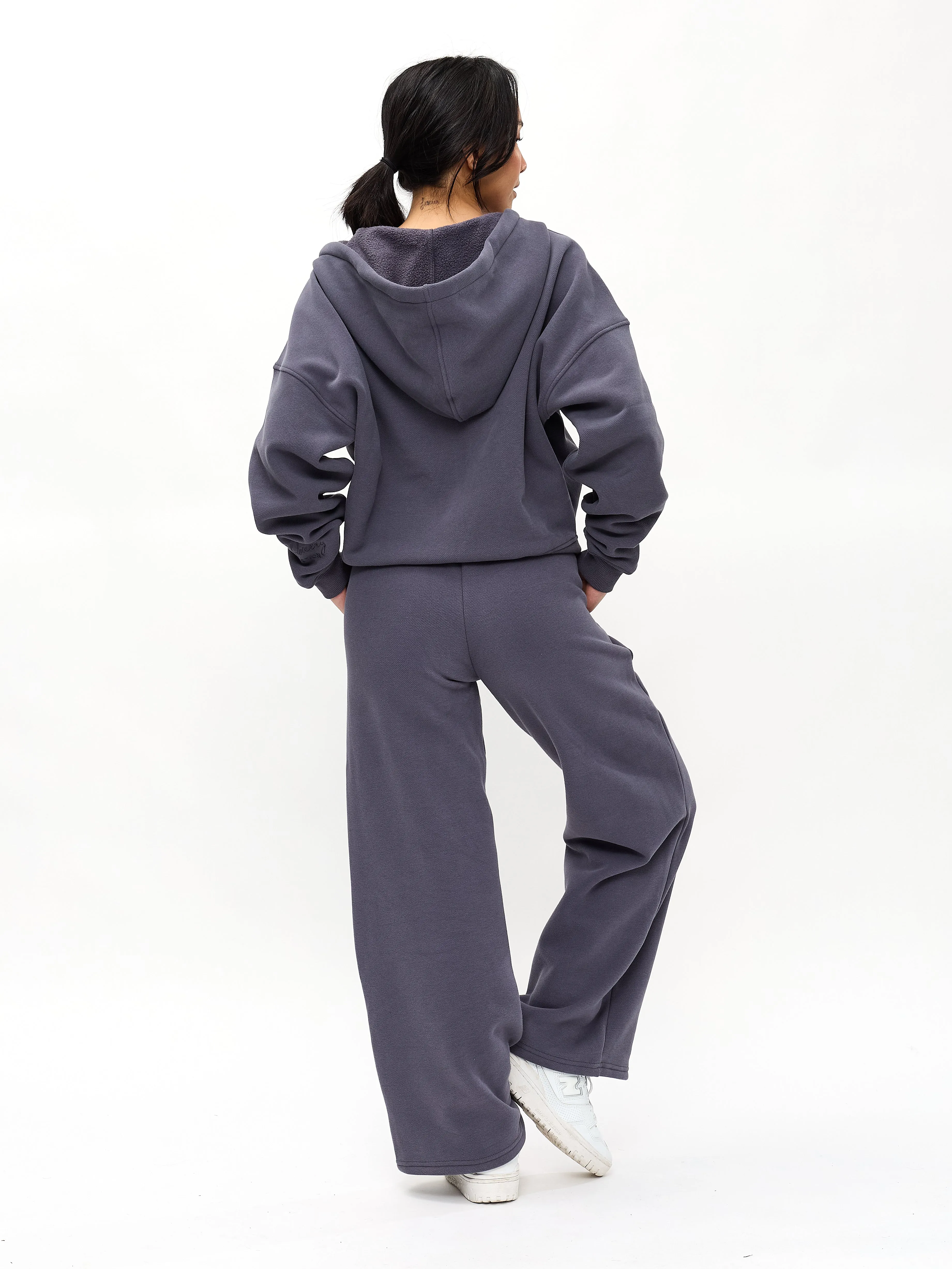 Plush Fleece Zip Hoodie - Blue Steel