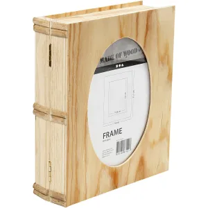 Plywood Wood Book Shaped Magnetic Closure Storage Box Decoration Crafts 21.7x18 cm