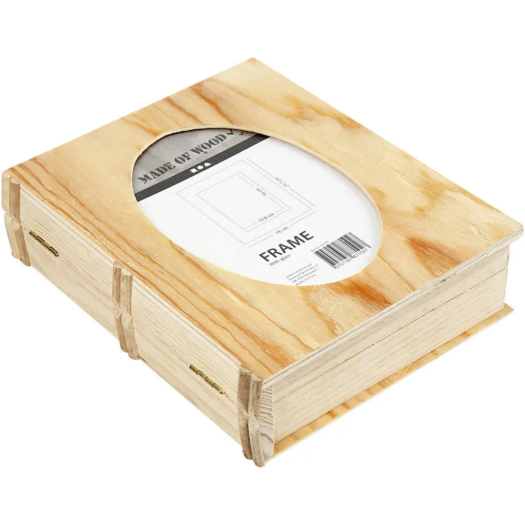 Plywood Wood Book Shaped Magnetic Closure Storage Box Decoration Crafts 21.7x18 cm