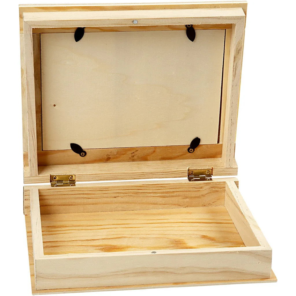 Plywood Wood Book Shaped Magnetic Closure Storage Box Decoration Crafts 21.7x18 cm