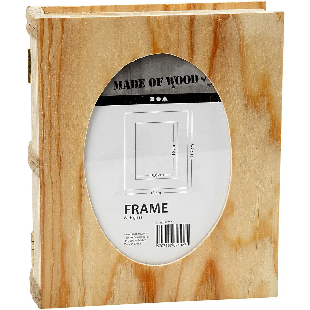 Plywood Wood Book Shaped Magnetic Closure Storage Box Decoration Crafts 21.7x18 cm