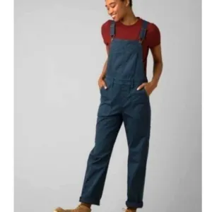 Prana Sancho overalls jumper navy blue large organic cotton utilitarian