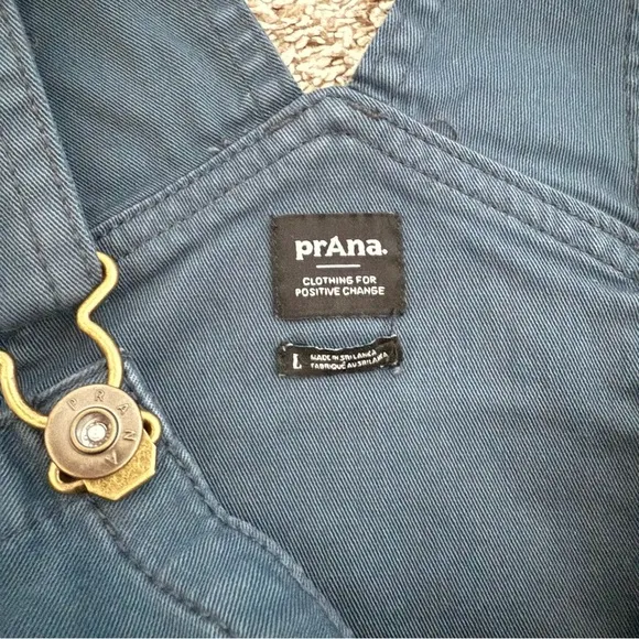 Prana Sancho overalls jumper navy blue large organic cotton utilitarian