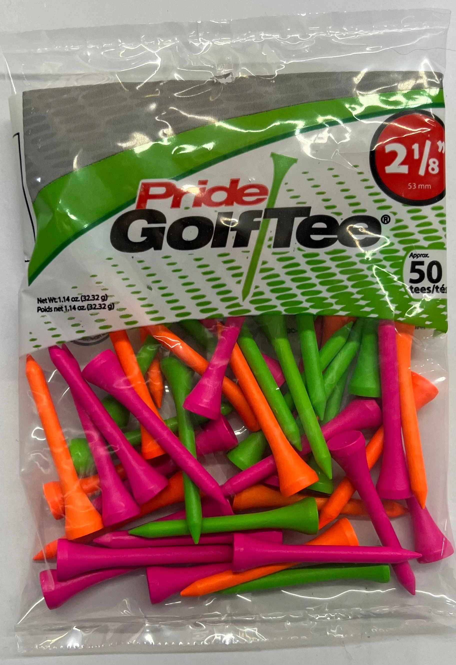 Pride Deluxe Wood Golf Tees 2-1/8" - Retail Bags